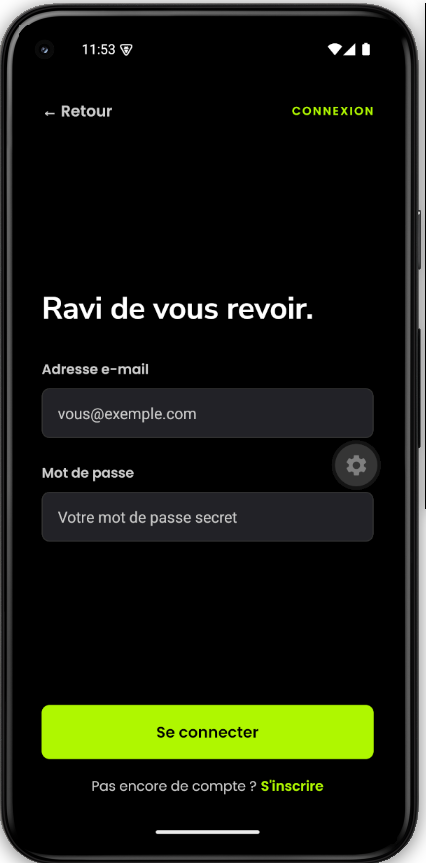 Ecran de connexion de l'application Ifriqiya Star